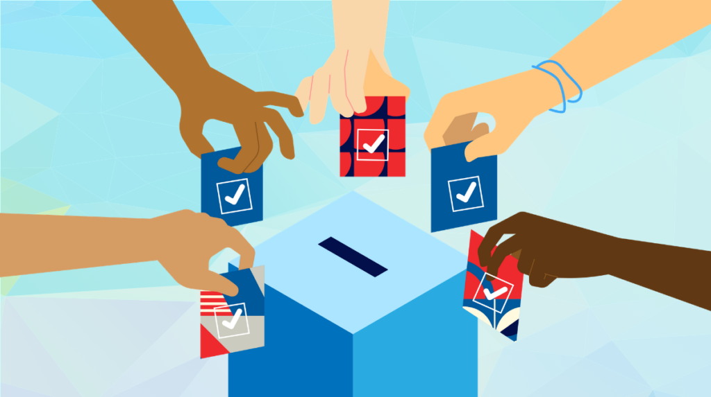 election voting hands ballot box