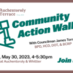 All are encouraged to join us for a Community Action Walk with Councilman James Torrence and representatives from Baltimore City Police, and the departments of Housing and Community Development, Transportation, and Recreation and Parks. Come with your 311 requests, ideas, and feedback for improving our blocks!